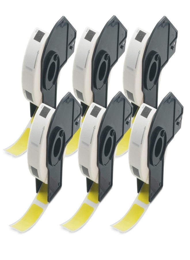BETCKEY - Multi-Purpose Address Labels Replacement for Brother DK-1204 (0.66 in x 2.1 in), Compatible with Brother QL Label Printers [6 Rolls/2400 Labels, Yellow] - Image 1